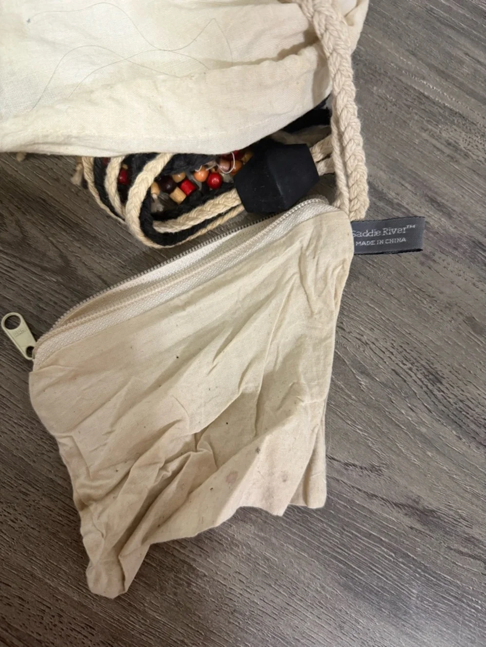 Saddie River Vintage Striped Black & Cream Crochet Beach Tote